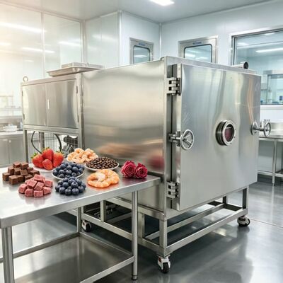 Rozmiar całkowity 3800 1700 2000 Mm Liofilizator warzywny o pojemności wsadowej 100 kg i układ chłodzenia powietrzem Idealny do przetwarzania warzyw